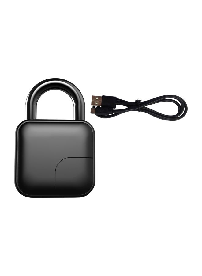 قفل أمان ذكي بحلقة مضاد للسرقة يعمل بالبصمة قابل للشحن عن طريق USB أسود/فضي  - Image 1