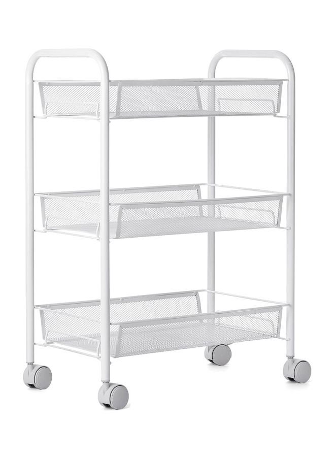 Multifunctional 3-Tier Kitchen Rolling Cart White 44x63x27cm  - Image 1