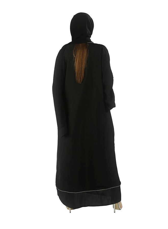 Hawaa V Neck Long Sleeve Abaya Black - Image 2