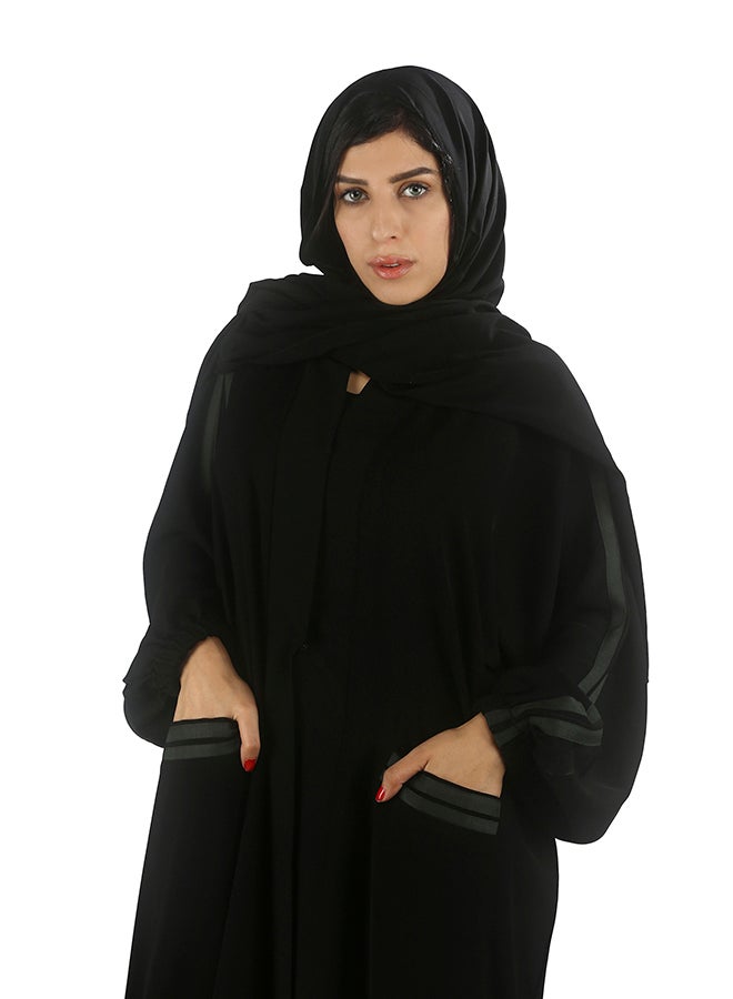 V Neck Long Sleeve Abaya Black - v1564657137/N28673227V_4