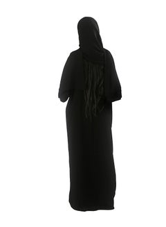 النجمة الفضية عباية بأكمام طويلة ورقبة على شكل حرف V أسود  - Image 2