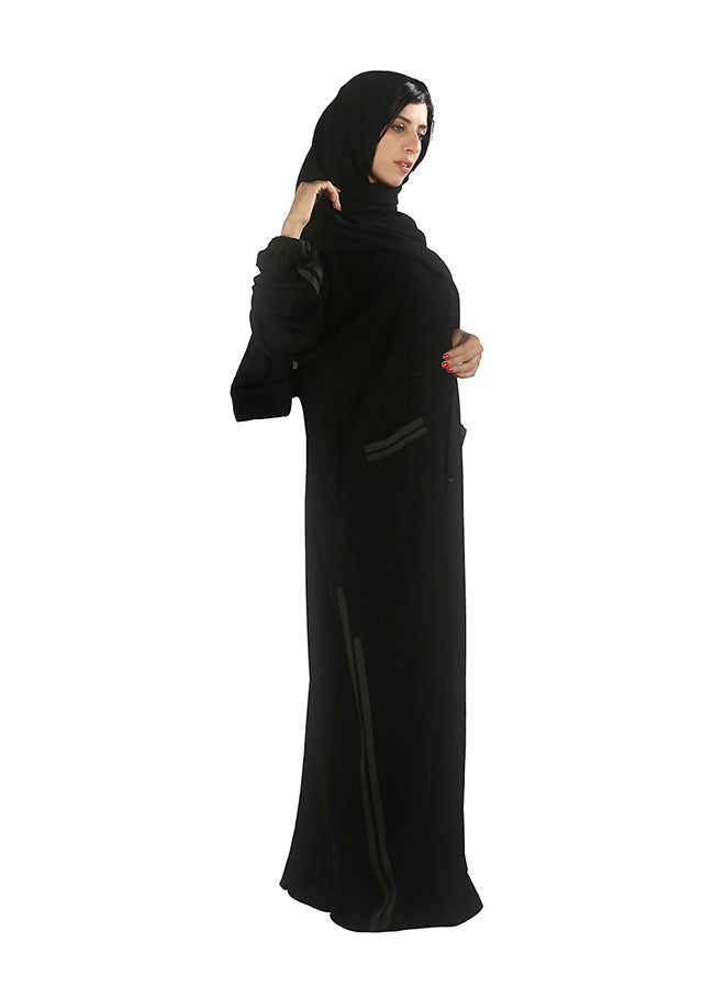 V Neck Long Sleeve Abaya Black - v1564657138/N28673227V_3