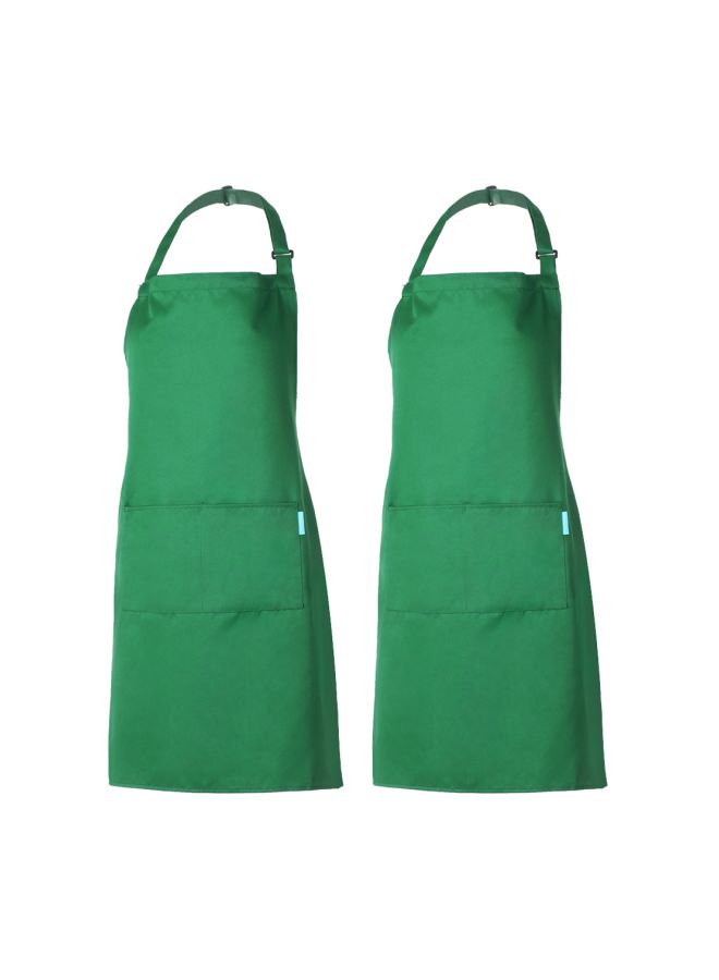 2-Piece Cooking Apron With Adjustable Neck Belt Green 66x66x75cm - v1564659479/N28660203A_2