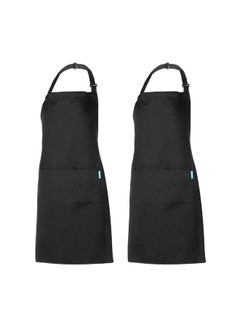esonmus 2-Piece Cooking Apron With Adjustable Neck Belt Black 66x66x75centimeter  - Image 2