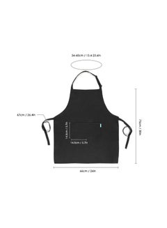 esonmus 2-Piece Cooking Apron With Adjustable Neck Belt Black 66x66x75centimeter  - Image 3