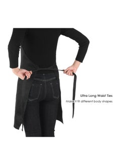 esonmus 2-Piece Cooking Apron With Adjustable Neck Belt Black 66x66x75centimeter  - Image 5
