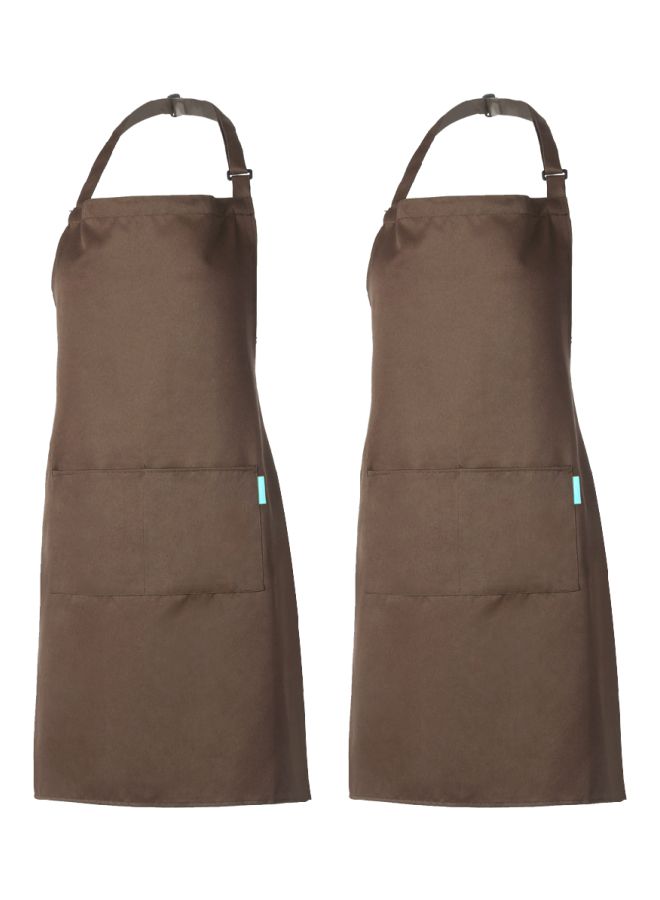 esonmus 2-Piece Cooking Apron With Adjustable Neck Belt Coffee 66x66x75cm  - Image 1