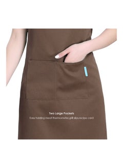esonmus 2-Piece Cooking Apron With Adjustable Neck Belt Coffee 66x66x75cm  - Image 5