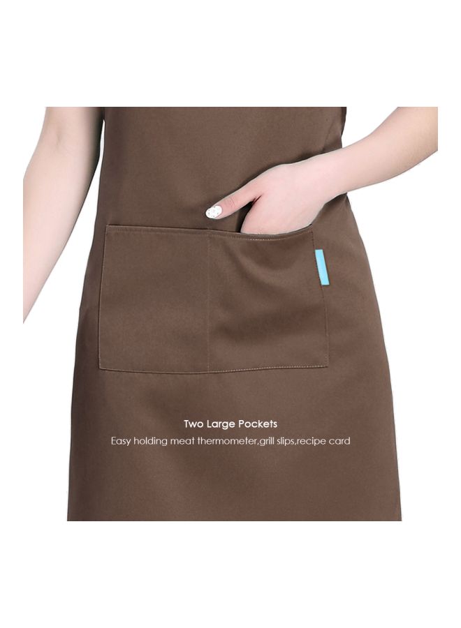 esonmus 2-Piece Cooking Apron With Adjustable Neck Belt Coffee 66x66x75cm  - Image 5
