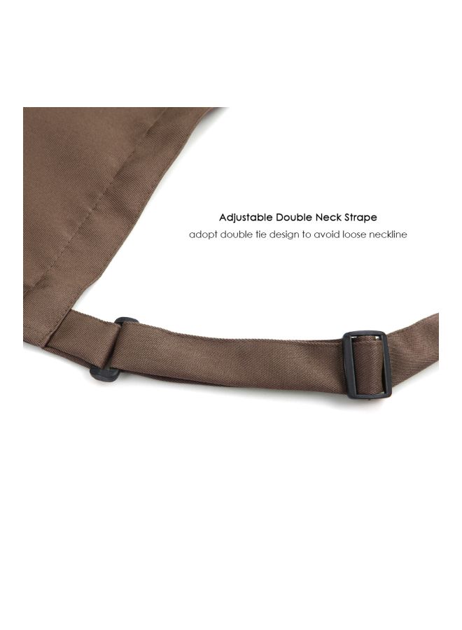 esonmus 2-Piece Cooking Apron With Adjustable Neck Belt Coffee 66x66x75cm  - Image 2