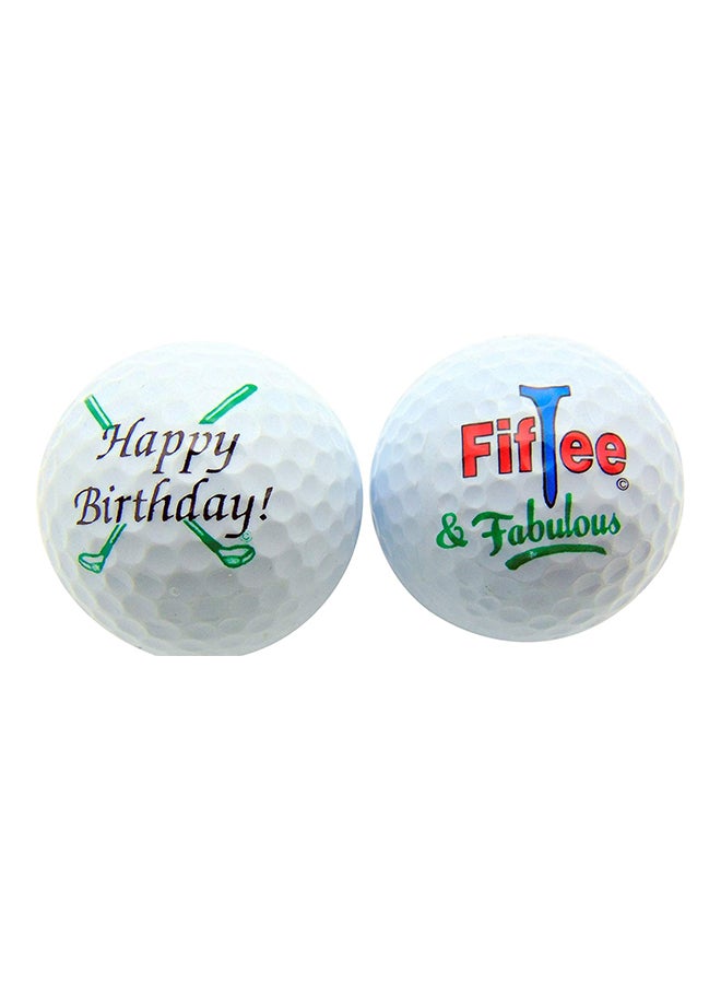 طقم كرات جولف من قطعتين إحداهما بطبعة "Birthday" والأخرى بطبعة "FifTee And Fabulous"