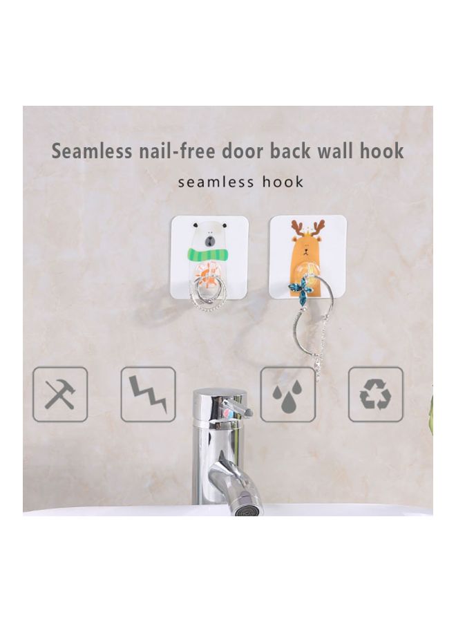 Hippopotamus Printed Wall Mount Towel Hook White/Grey/Yellow 7.5x7cm - Image 2