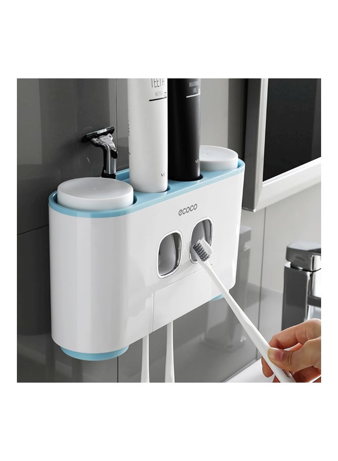 Wall-Mounted Toothbrush Holder With Toothpaste Dispenser White/Blue 26x7x8.5centimeter - v1564664080/N28743200A_2