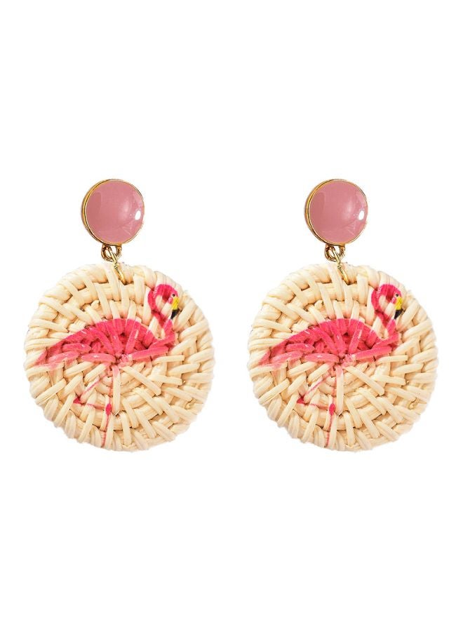 جو باي أقراط عصرية بطبعة طائر فلامينجو - Image 1