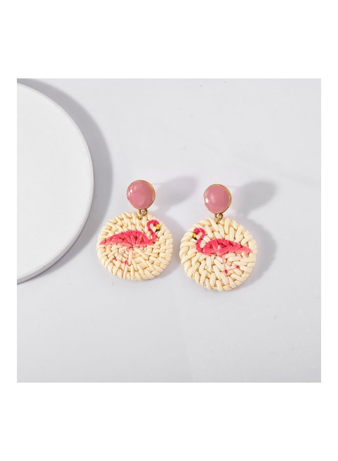 جو باي أقراط عصرية بطبعة طائر فلامينجو - Image 2