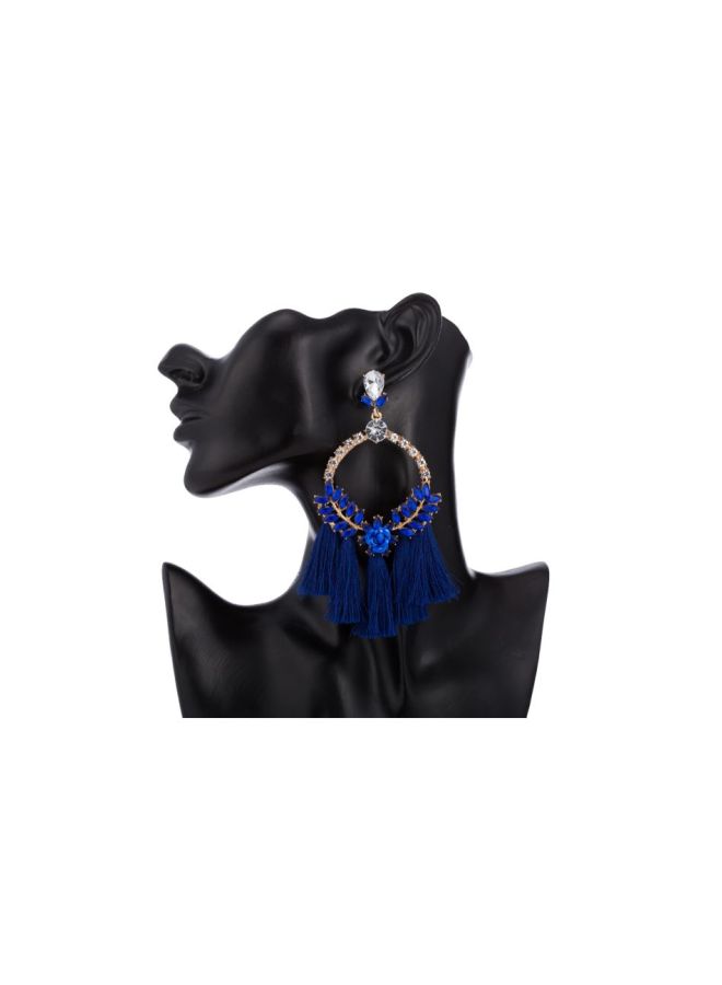 جو باي حلق أذن مصنوع من سبيكة معدنية ومزين بشرابات ومرصع بالأحجار - Image 2