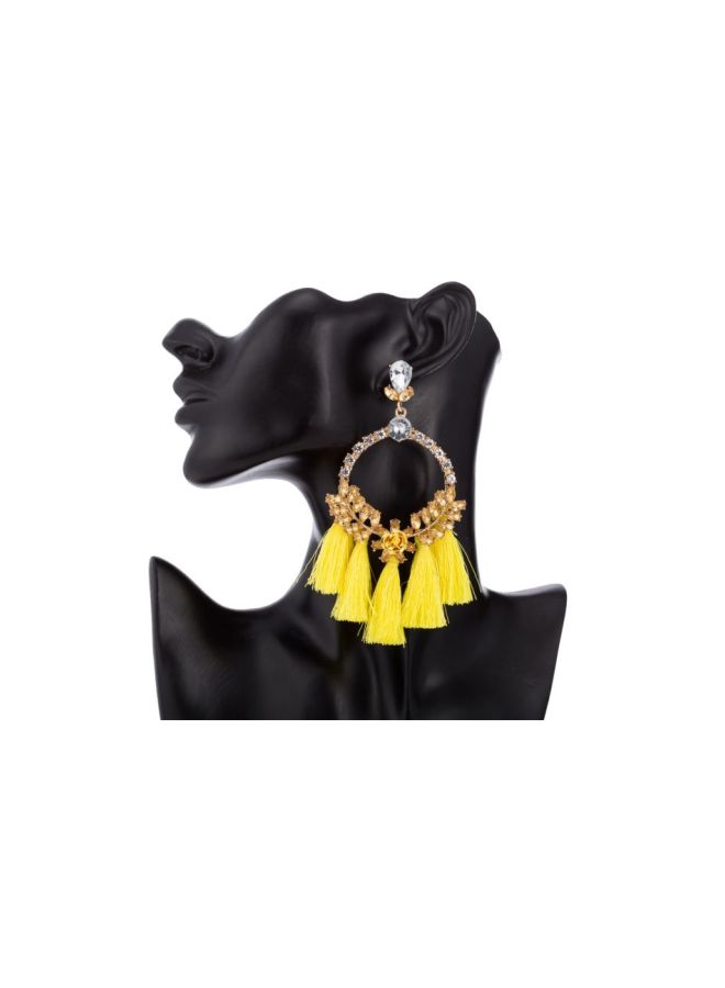 GObuy Stone Studded Alloy Tassel Earrings  - Image 2