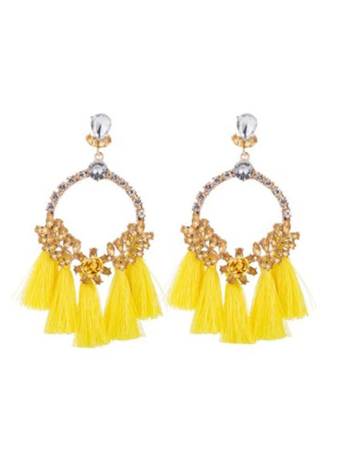 GObuy Stone Studded Alloy Tassel Earrings  - Image 1
