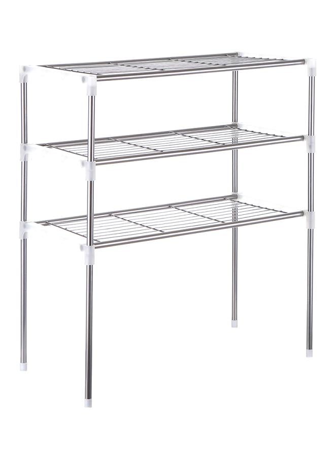 رف تخزين متعدد الاستخدامات من 3 طوابق فضي 22.4x11.8x25.6بوصة - Image 1