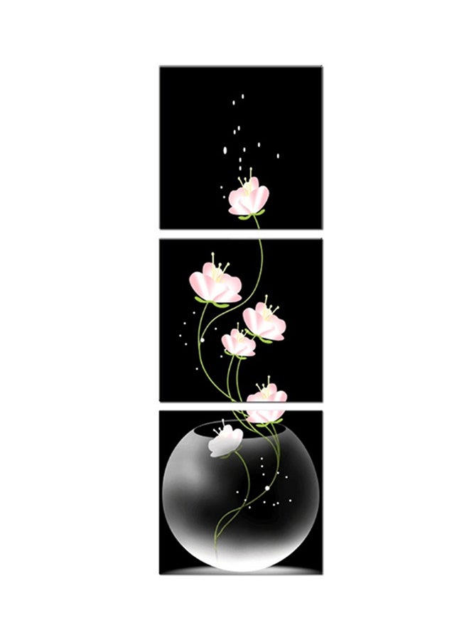 3-Piece Lotus Gallery Canvas Painting Set Multicolour 60x60cm 