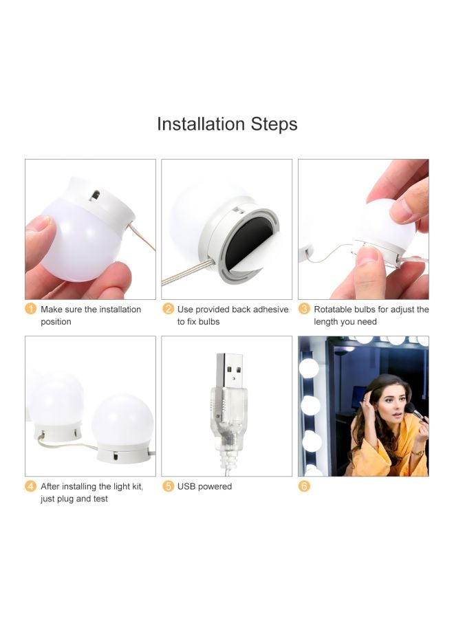 تومشاين - طقم مصابيح زينة بإضاءة LED للمرآة قابلة للتعتيم مكون من 10 قطع أبيض 50x45x38مم - Image 1