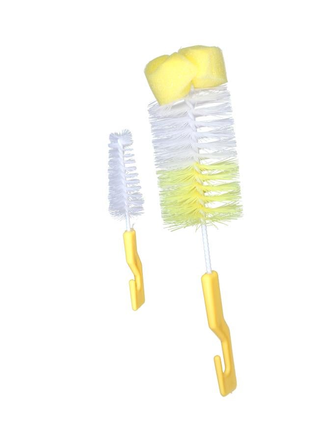 mumlove 2-piece Feeding Bottle Cleaning Brush Set With BPA-free and PP Food, Yellow/White 