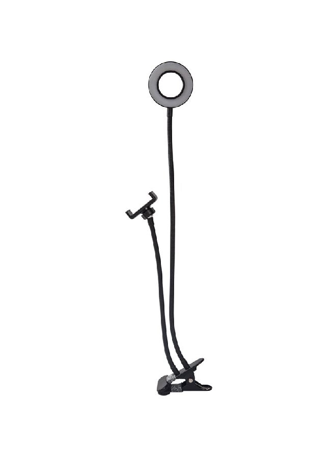Generic 2-In-1 Cell Phone Holder With LED Selfie Flash Light White/Beige 