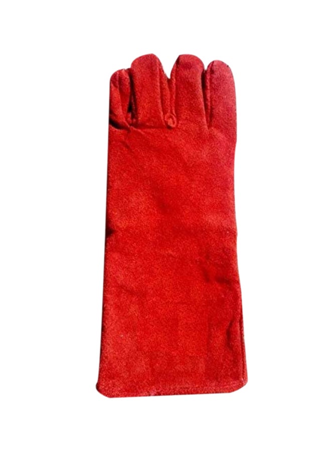 Pair Of 12 Welding Leather Gloves Red - Image 1