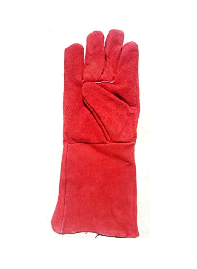Pair Of 12 Welding Leather Gloves Red - Image 2