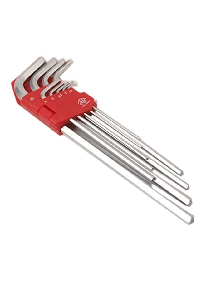 فيشوم طقم مفاتيح سداسية من 9 قطع فضي / أحمر - Image 2