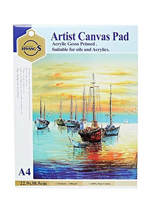 كانو لوح من قماش الكانفاس للرسامين مقاس A4 مكون من 10 صفحات أبيض - Image 1