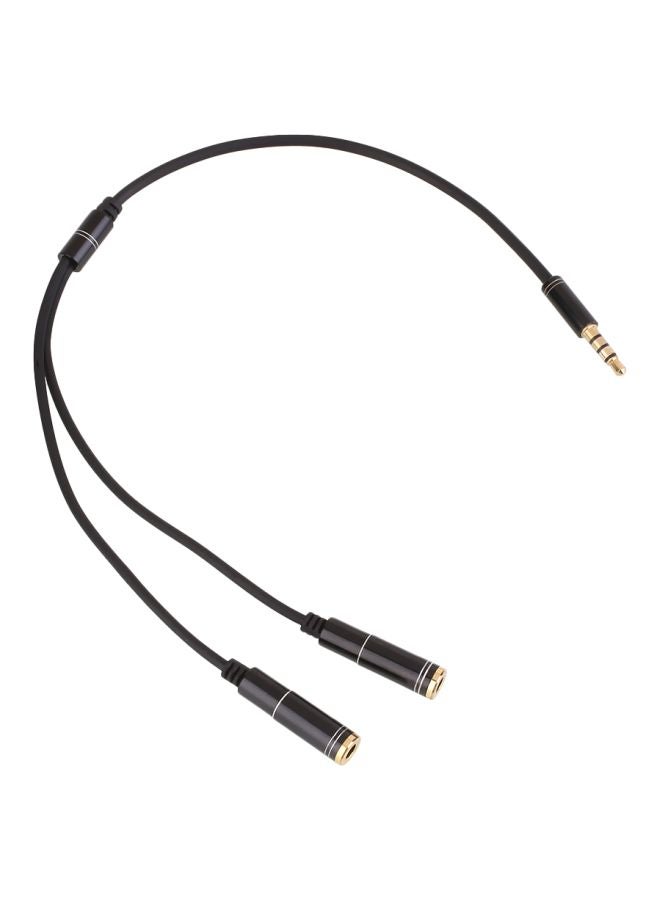Y Splitter Cable 1 Male To 2 Female Microphone Adapter Gold/Black  - Image 1