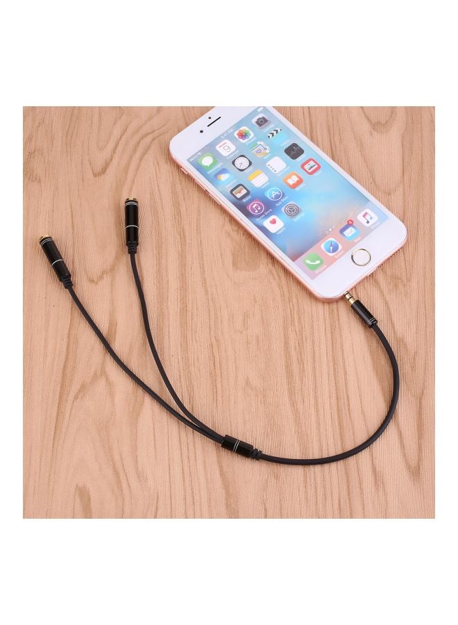 Y Splitter Cable 1 Male To 2 Female Microphone Adapter Gold/Black  - Image 2