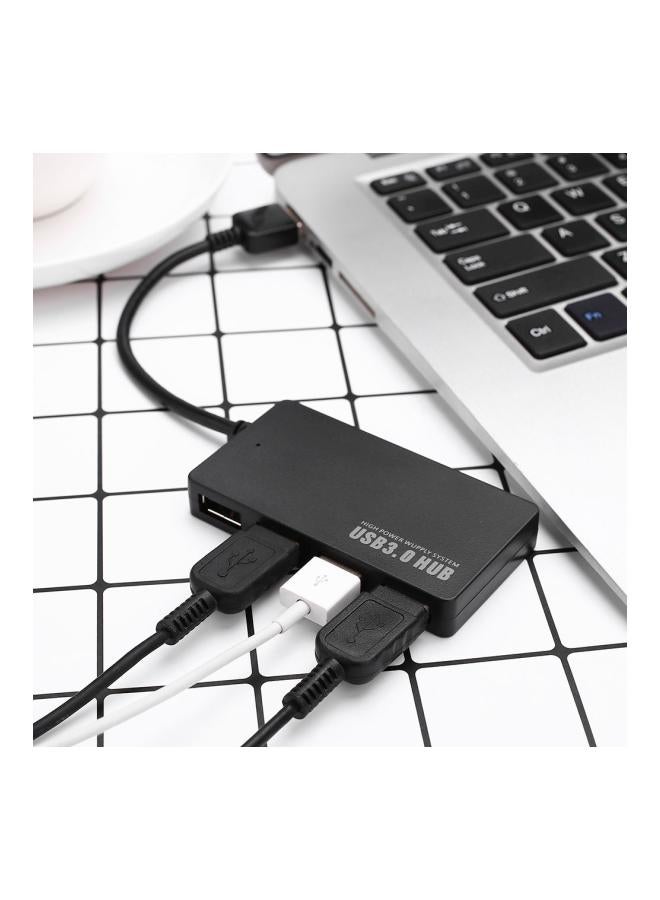 ماركة غير محددة - محول وموزع عالي السرعة بمنفذ USB مزود بعدد 4 منافذ USB 3.0 أسود - Image 1