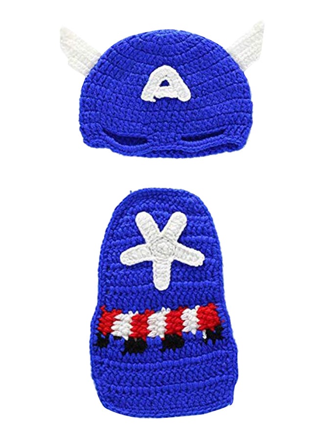 Newborn Baby Crochet Captain America Photography Props Outfits - Image 1