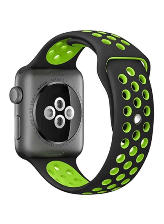 Replacement Band For Apple Watch Series 4/3/2 42mm Black/Green - Image 2
