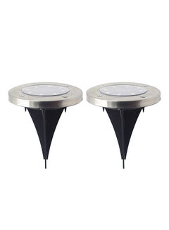 Pack Of 2 8-LED Solar Power In Ground Lamp Multicolour