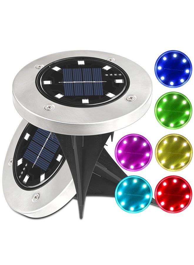Generic - Pack Of 2 8-LED Solar Power In Ground Lamp Multicolour - Image 1