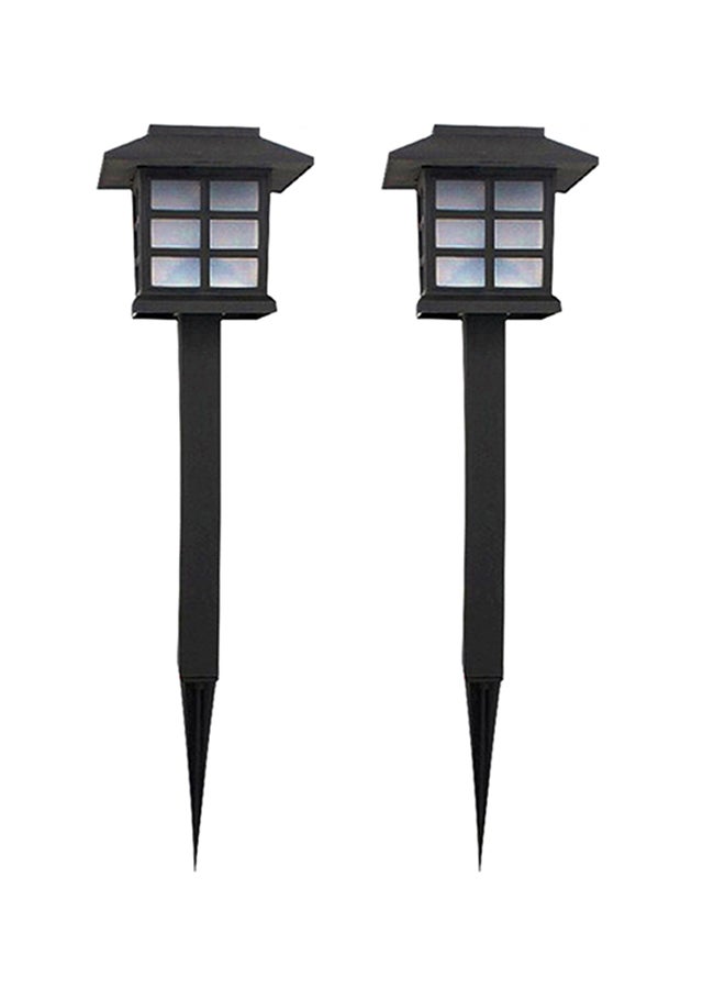 مصباح حديقة يعمل بالطاقة الشمسية من قطعتين أسود - Image 1