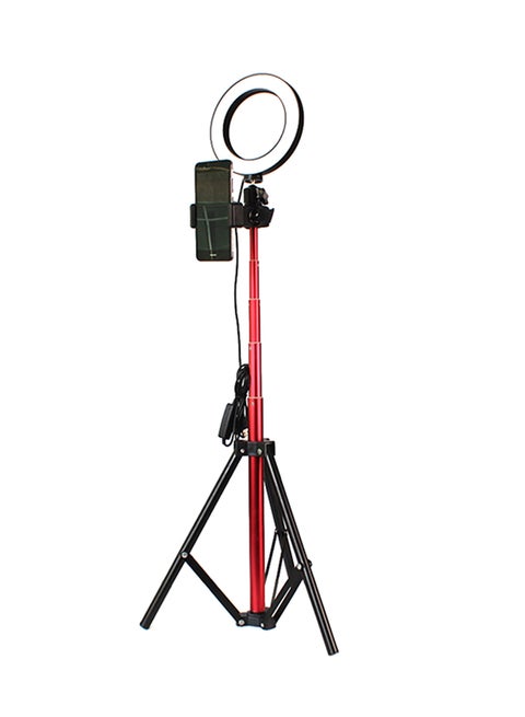 LED Selfie Camera Lamp With Telescopic Tripod Multicolour