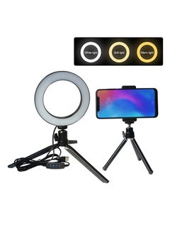 LED Selfie Camera Lamp With Mini Tripod Black