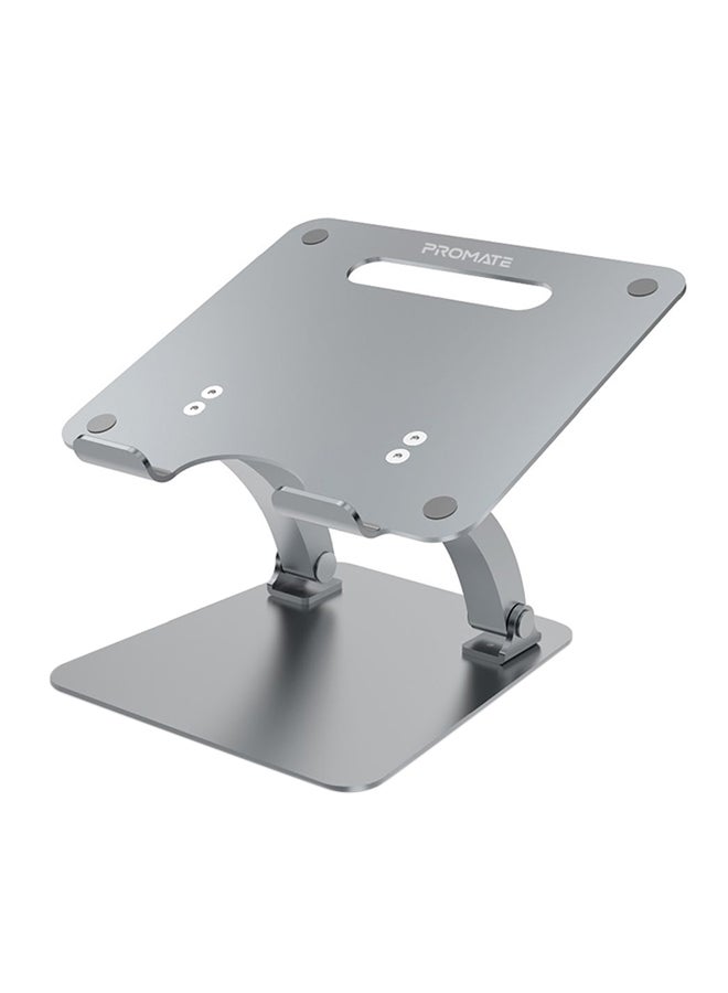 PROMATE - Aluminium Laptop Stand, Portable Ergonomic Multi-Level Ventilated Notebook Stand with Non-Skid Silicon Grip and Adjustable Multi-Angle Design For Laptops up to 17 Inches Grey - Image 1