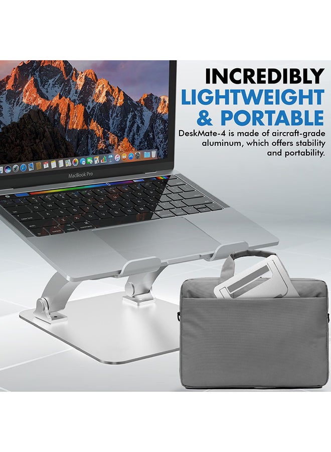 PROMATE - Aluminium Laptop Stand, Portable Ergonomic Multi-Level Ventilated Notebook Stand with Non-Skid Silicon Grip and Adjustable Multi-Angle Design For Laptops up to 17 Inches Grey - Image 1
