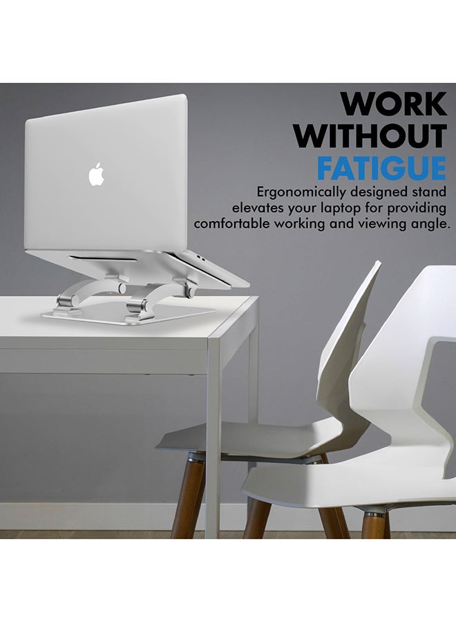 PROMATE - Aluminium Laptop Stand, Portable Ergonomic Multi-Level Ventilated Notebook Stand with Non-Skid Silicon Grip and Adjustable Multi-Angle Design For Laptops up to 17 Inches Grey - Image 1