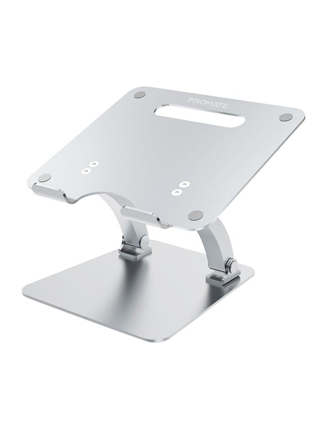 PROMATE - Aluminium Laptop Stand, Portable Ergonomic Multi-Level Ventilated Notebook Stand with Non-Skid Silicon Grip and Adjustable Multi-Angle Design For Laptops up to 17 Inches Silver - Image 1