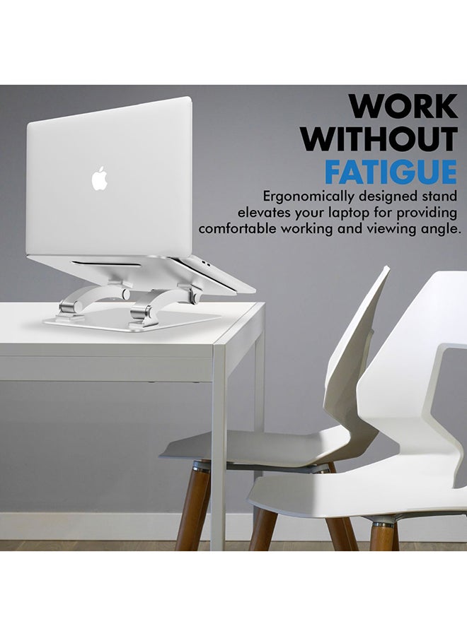 PROMATE - Aluminium Laptop Stand, Portable Ergonomic Multi-Level Ventilated Notebook Stand with Non-Skid Silicon Grip and Adjustable Multi-Angle Design For Laptops up to 17 Inches Silver - Image 1