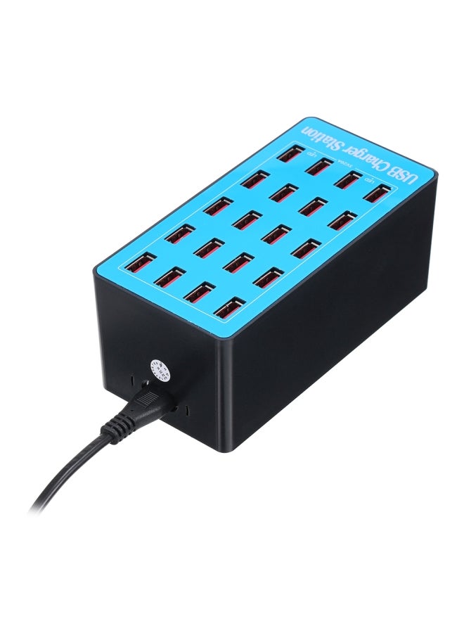 20-Port USB Hub Black/Blue  - Image 1