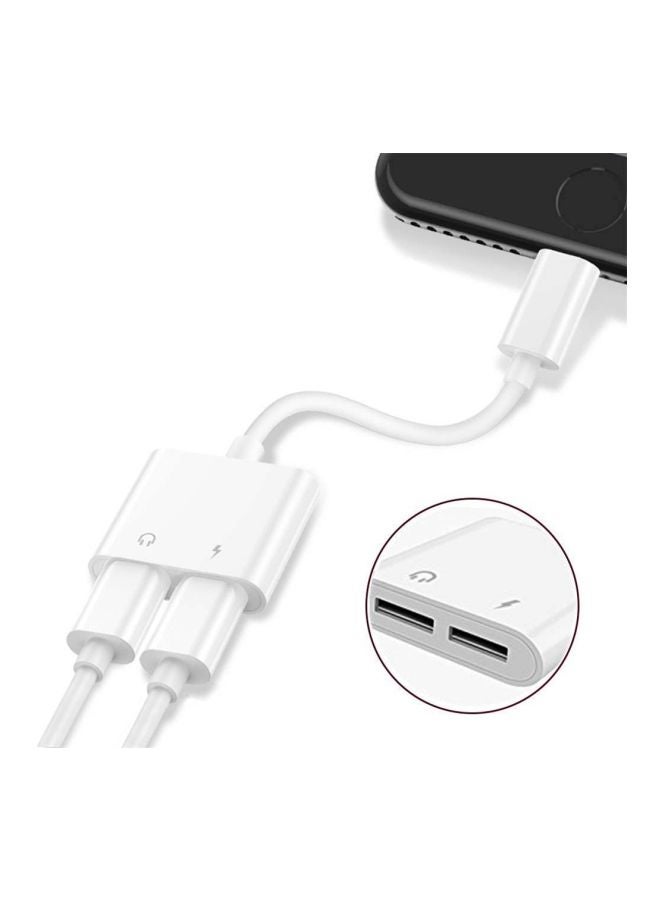 Gocomma - Dual Headphone Jack Adapter Audio Splitter Adapter For Apple iPhone 7/7 Plus/8/8 Plus/X White - Image 1