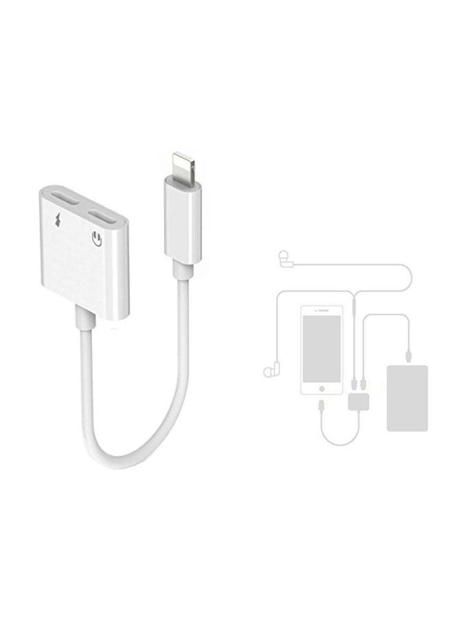 Gocomma - Dual Headphone Jack Adapter Audio Splitter Adapter For Apple iPhone 7/7 Plus/8/8 Plus/X White - Image 1