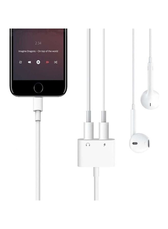 Gocomma - Dual Headphone Jack Adapter Audio Splitter Adapter For Apple iPhone 7/7 Plus/8/8 Plus/X White - Image 1